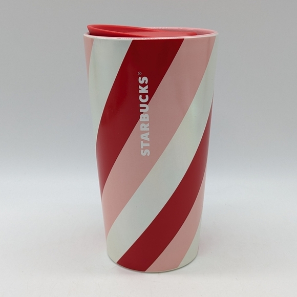 Starbucks Holiday Christmas Winter Candy Cane Ceramic Travel Coffee Mug 12 Fl Oz - Picture 1 of 10
